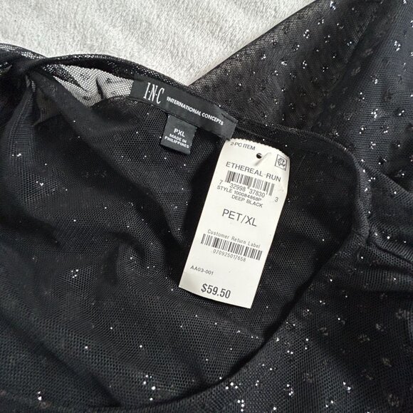 INC International Concepts Womens Glitter-Dot Mesh Pullover Top PXL Black New - Picture 3 of 8